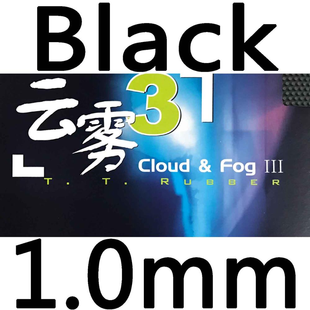 DHS Cloud &amp; Fog III lungo pips-out tennis da tavolo/pingpong di gomma con la spugna: Black 1.0mm