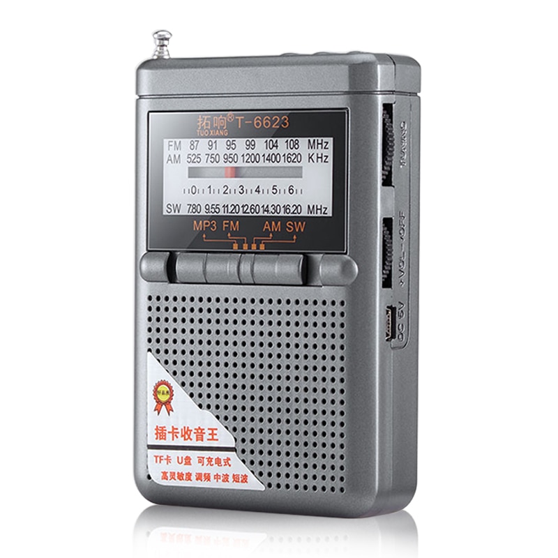 Volledige Band Radio Fm Am Sw Radio Wereld Ontvanger Met Display Luidspreker 88-108Mhz Ondersteuning Tf Card Hoofdtelefoon jack Mini Pocket Radio