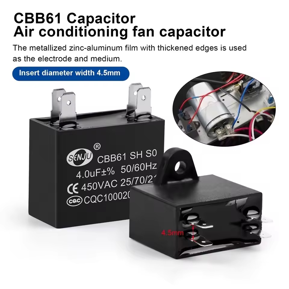 CBB61 Air Conditioner External Fan Start Capacitor 450V 1 1.2 1.5 2 2.5 3 3.5 4 4.5 5 6 7 8 10 12 15 UF