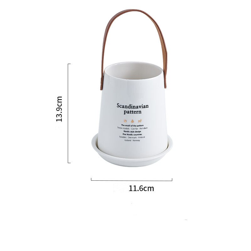 Ceramic Kitchen Cutlery Storage Tube with Drainer and Handle Gadget Tools Organizer Box Accessories Utensil Conatiner Holder Jar