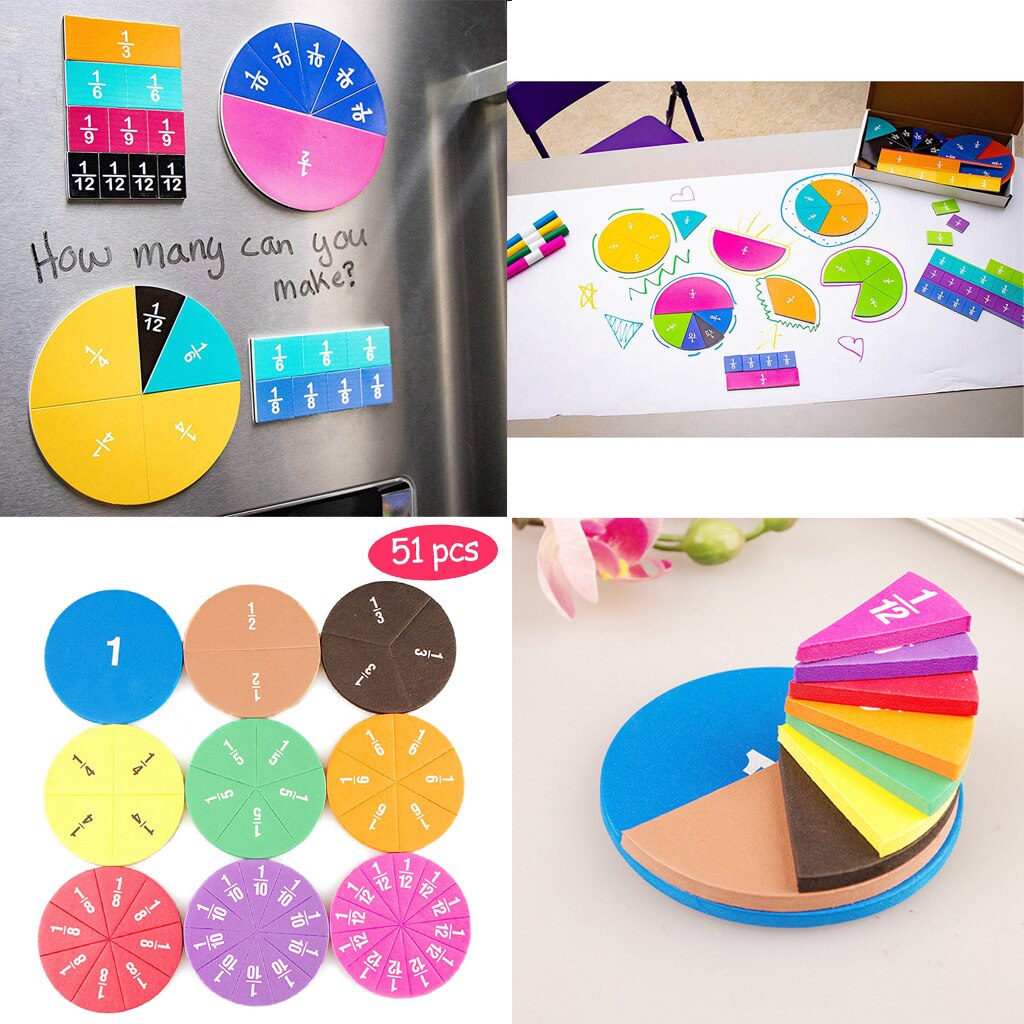 Set Of Circular EVA Fractions Tiles Counting Kids Early Learning Number Teaching