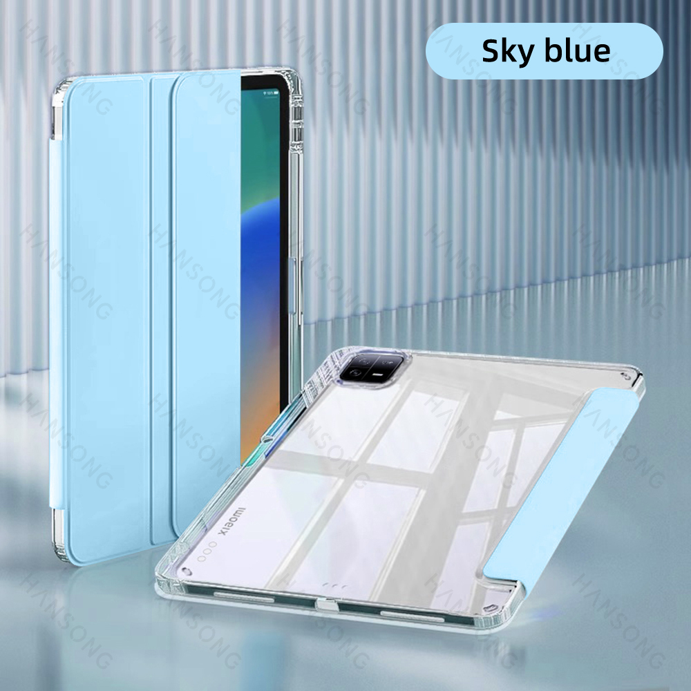 For Mi Pad Case for Xiaomi Mi Pad 5 & 5 Pro 11 inch HD Transparent Case for Mi Pad 6 & 6 Pro 11 inch with Awake / Sleep Cover: eleven / Blue