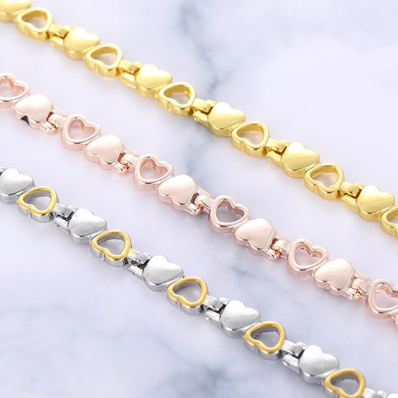 Coração forma saúde magnética pulseira para mulher anti-radiação cuidados pulseiras de aço inoxidável & bangles com saúde germânio