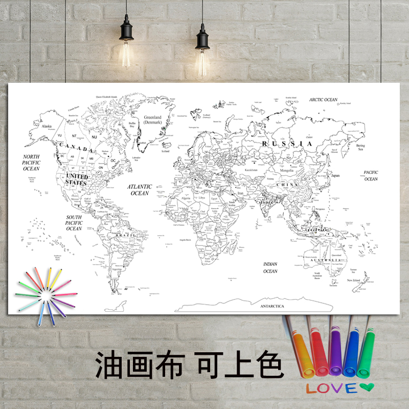DIY Wereldkaart Poster Size Wanddecoratie Grote Kaart van De Wereld 100x59 Waterdichte canvas kaart Kleur door jezelf