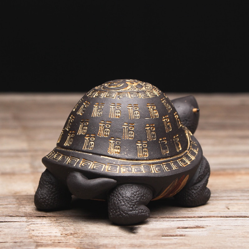 Tortue animale mignonne en argile violette, yixing zisha théière créative, artisanat de décoration pour salon de thé, porte-couvercle
