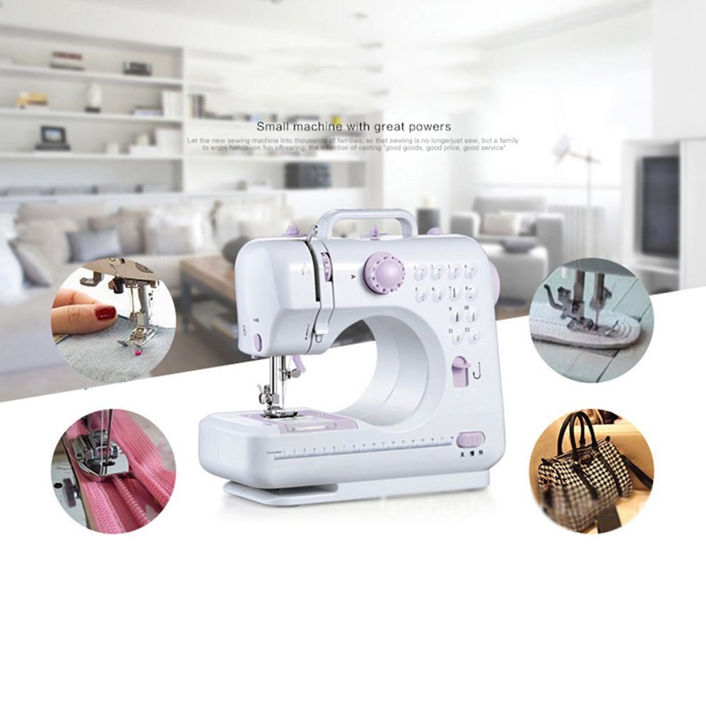 Fanghua Mini 12 Stitches Sewing Machine Household Multifunction Double Thread And Speed Free-Arm Crafting Mending LED