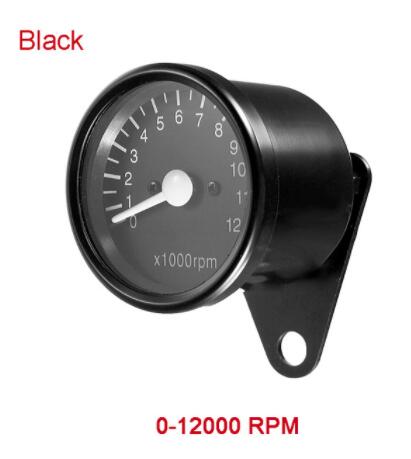 Motorcycle Tachometer Meter Tachometer Gauge Universal Motorbike LED Backlight Rev Counter 0-13000 RPM: Black 0-12000RPM