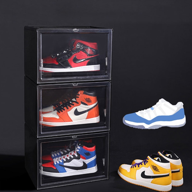 Stackable Plastic Shoes Box with Sliding Lid Shoes Storage Box Dustproof Shoe Rack Shoe Organizer Shoes Display Cabinet