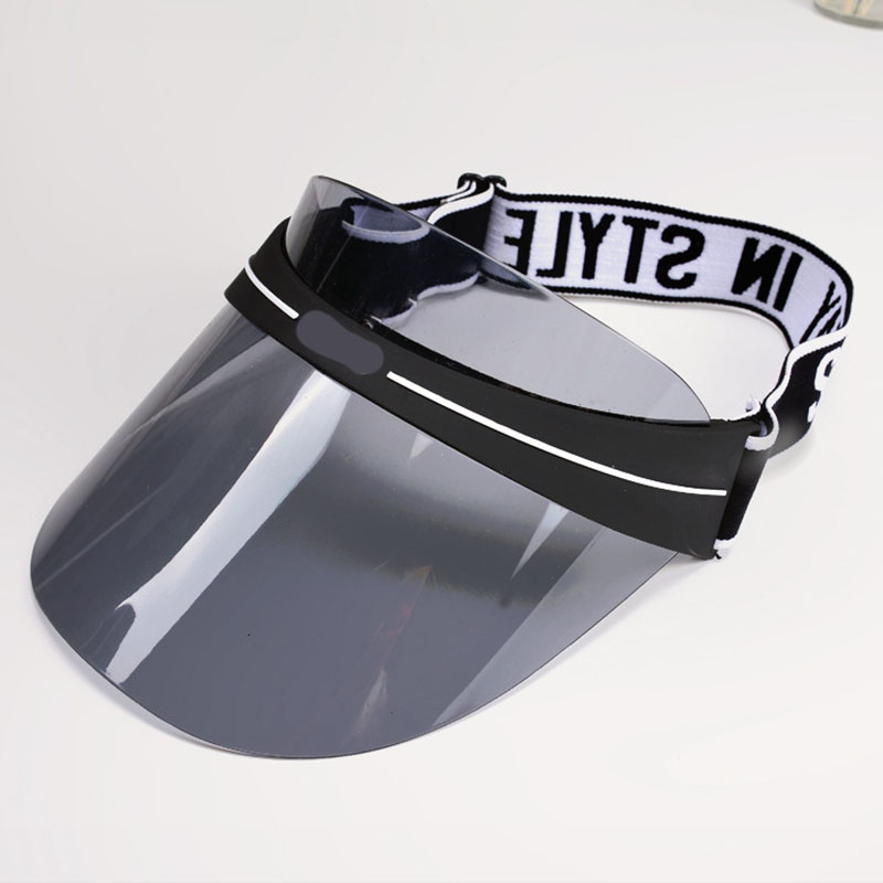 Kvinder brev sport parasol rejser solcreme kørsel baseball cap kvindelige gennemsigtig pvc plastik tom top solhat: Grå
