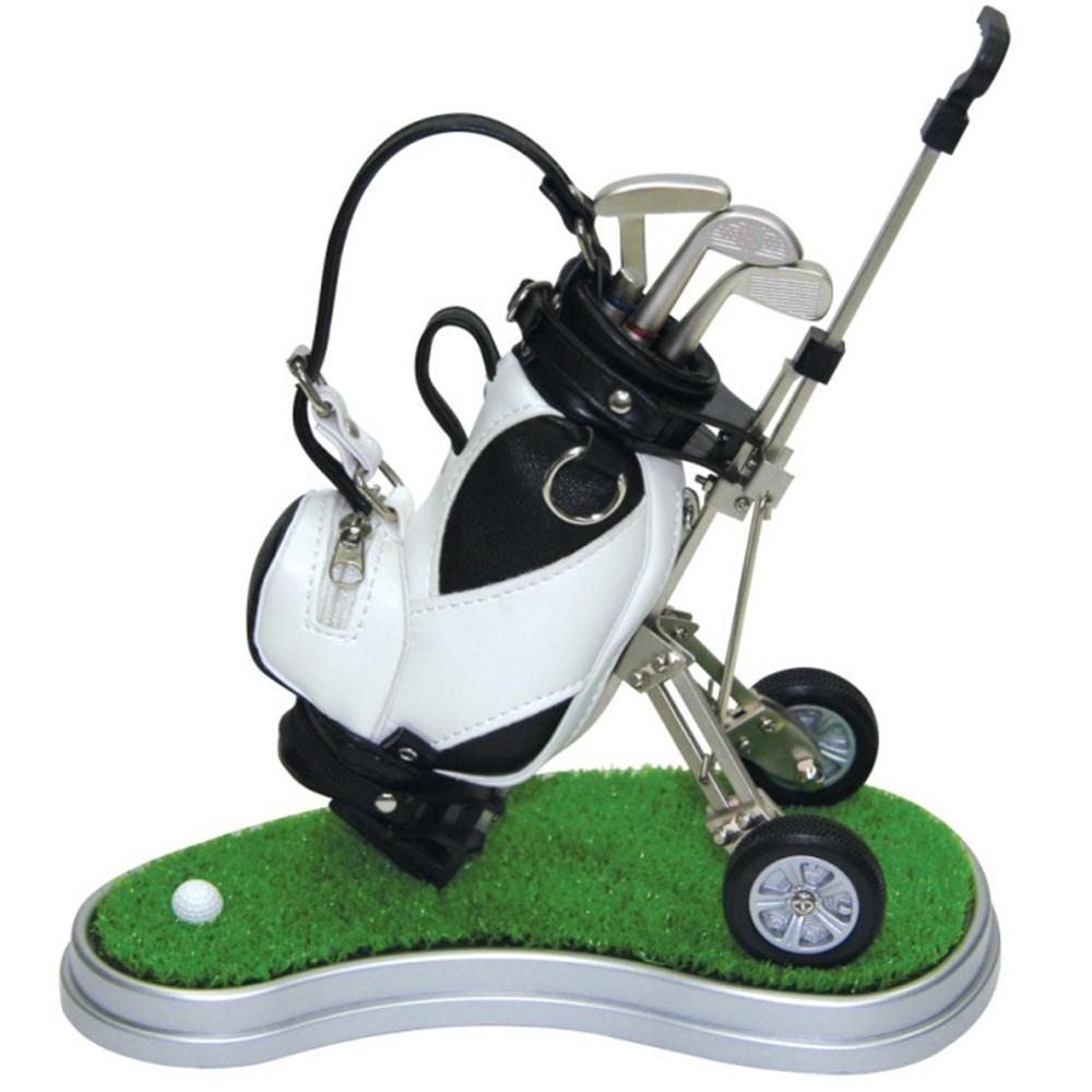 CRESTGOLF Golf Car Contains 3 Parts of Aluminum Pen Golf Bag Penholder Golf Souvenir Golf Car Accessories: white black