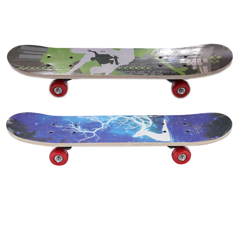 Top60cm Kids Double Rocker Skateboard Cartoon Four-Wheel Skate Board Longboard for Boy Girl Child Outdoor Skatboarding
