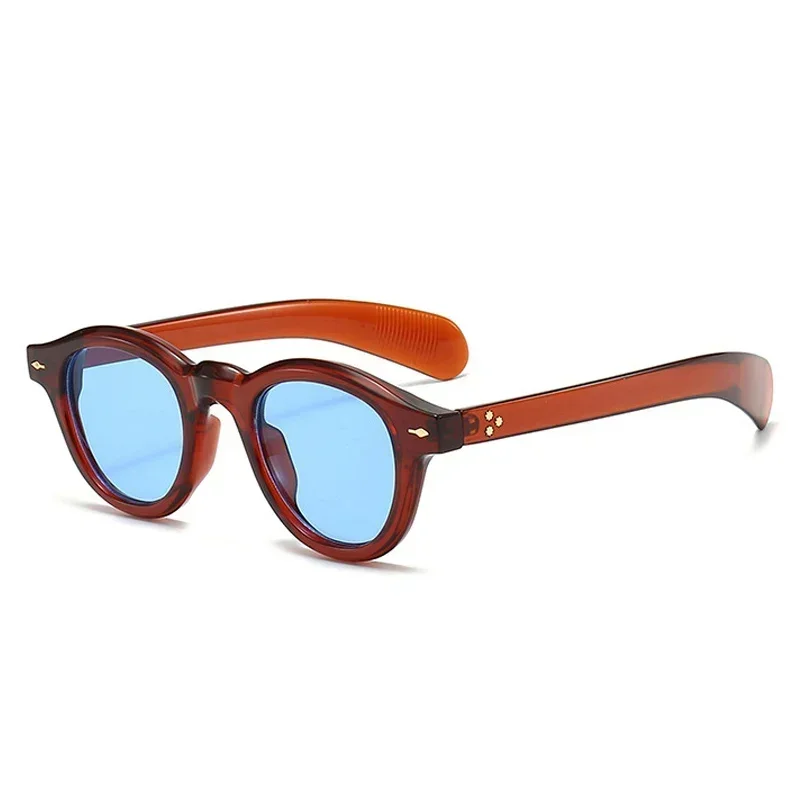 JNPCXI Anti-Blu-Ray Runde Frauen Gläser Rahmen Retro Sonnenbrille Nieten Dekoration Optische Männer Orange Brillen Rahmen: Rosa