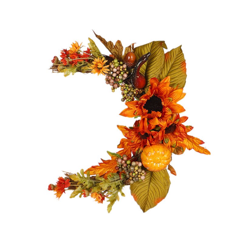 Couronne Artificielle Fleurs Feuilles D'Érable Guirlande Printemps Automne - Décoration Maison, Porte Et Mariage