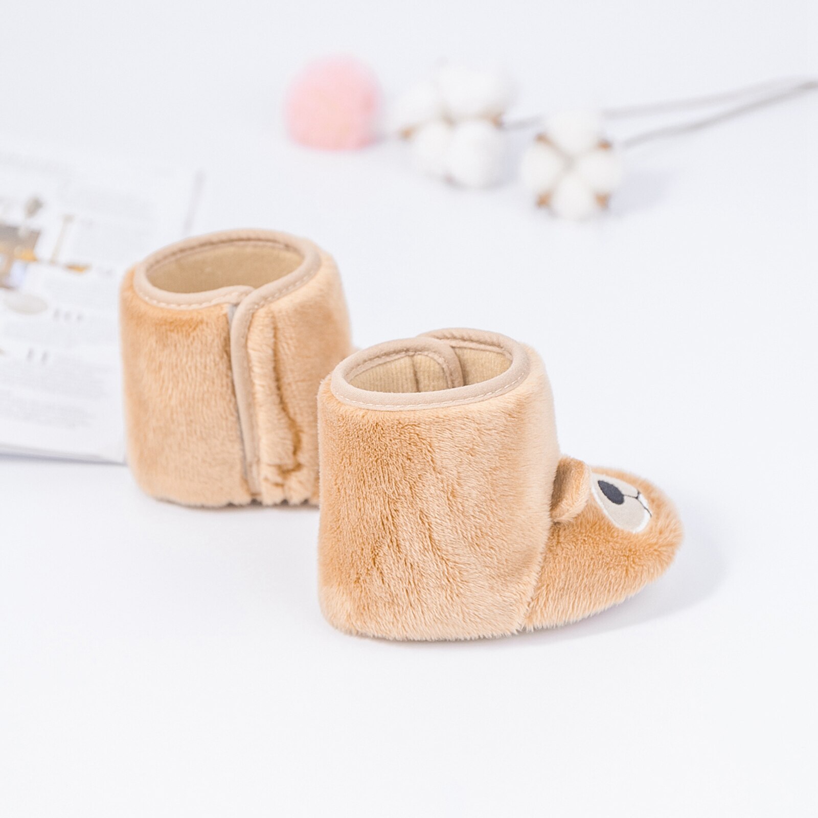 Zimowe maluch buty dziecięce moda dziewczynka chłopcy 3D kreskówka niedźwiedź uszy ciepłe buty stałe zamazany Liczba Piłki buciki buty dziecięce 0-18M