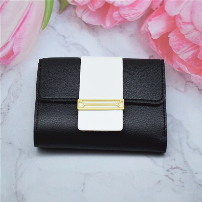 Dames portemonnee en tas van pu leer zwart/blauw/bruin/grijs/roze korte slanke dames portemonnee creditcardhouder portemonnee hoesje: Zwart