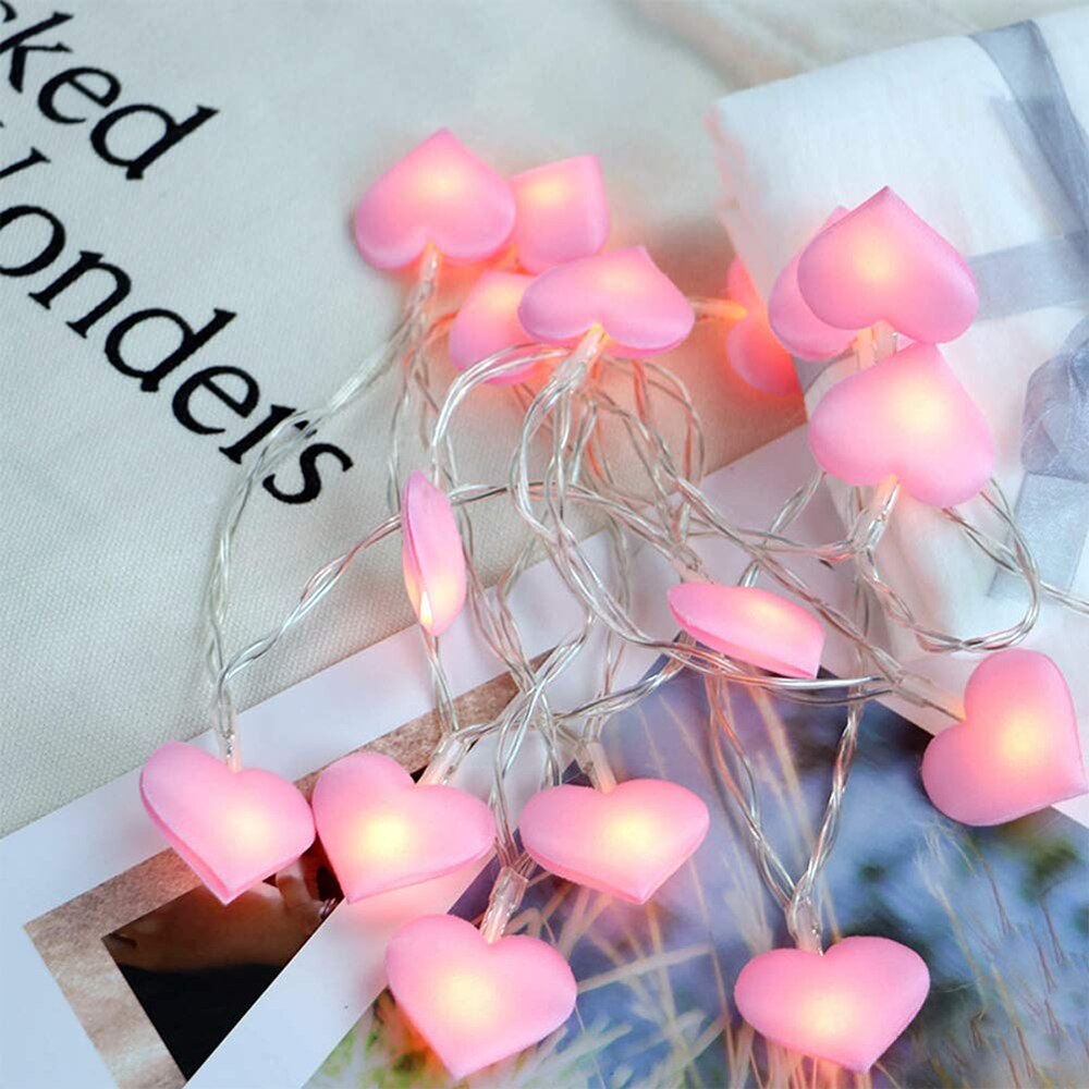 Wedding Decoration LED Love Heart String Lights for Xmas Garland Party Christmas Pink Girl Romantic Fairy Lights: Pink / 3m 20leds