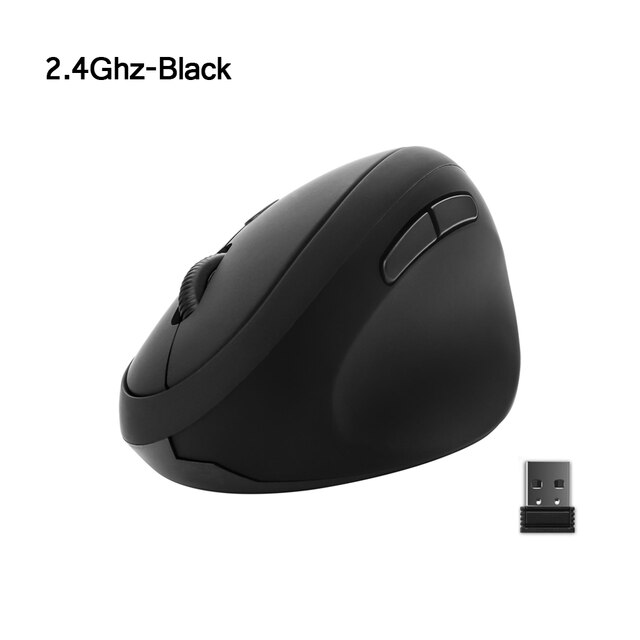 6D Ergonomical Mouse 1600 DPI Adjustable Matte Vertical Mause 2.4Ghz USB Wireless Pink Mice for PC Laptop Office Use: black