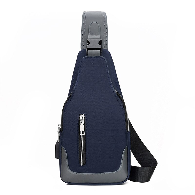 Men's Messenger Bag Shoulder Oxford Cloth Chest Bags Crossbody Casual Messenger Bags Man USB Charging Multifunction Handbag: Navy Blue