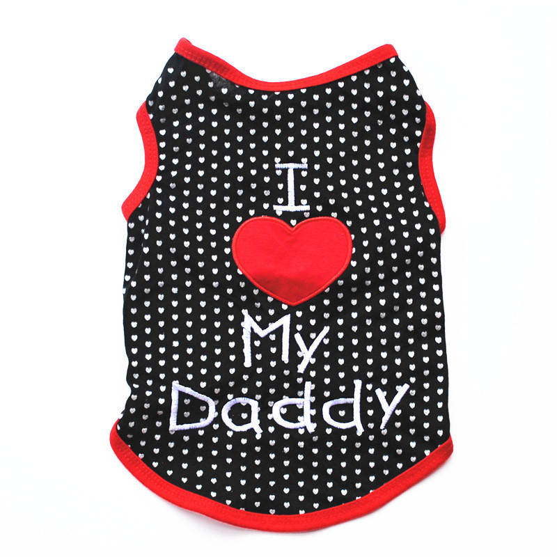 Suave algodón puntos I Love Daddy Dog ropa de verano camiseta para cachorros pequeños perros chaleco para chihuahua ropa para gato mascota para Teddy: M