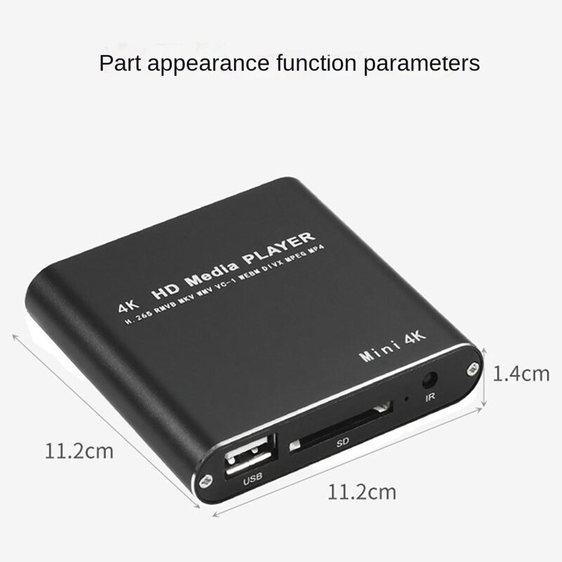 Reproductor Multimedia HD, Full HD, 1080P, USB, reproductor Multimedia externo con SD, TV Box, compatible con MKV, H.264, RMVB, WMV (Enchufe europeo)