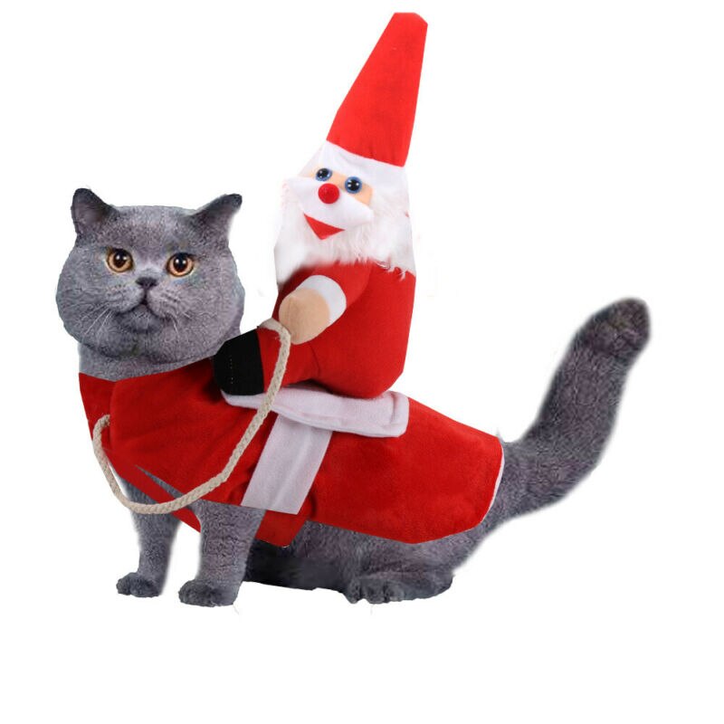Christmas Dog Santa Claus Cosplay Costume Big Dog Puppy Christmas Santa Doll+Costumes Clothes Pet Riding Set Apparel S-XL