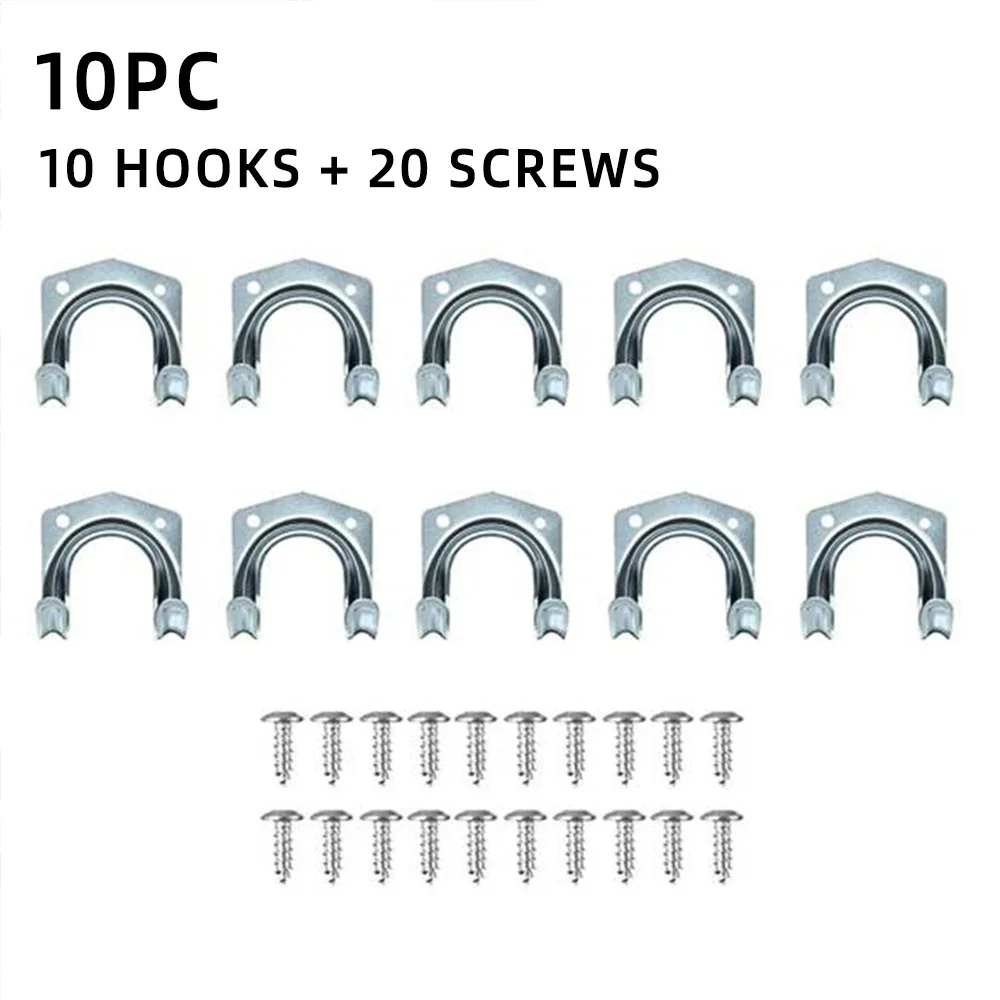 5/10 stks Hanger Sets Gereedschap Opslag Haken Muurbevestiging Metalen Dubbele Haken Garage Schuur Opknoping Organisator Tuinbeugel: Light Grey