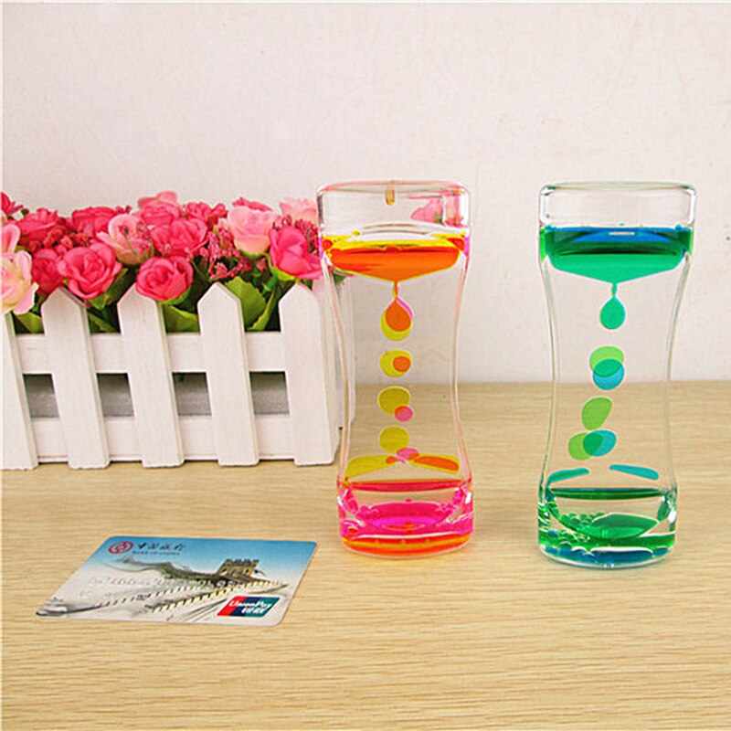 1pc Farbe Zufällig Schwimm Illusion Timer Flüssigkeit Bewegung Acryl Timer Visuelle Öl Ornament Glas Uhr Heimat Dekorationen