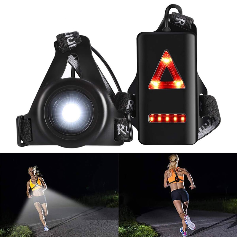 3 In 1 Waterdichte Outdoor Sport Running Lights Led Night Running Zaklamp Waarschuwing Lichten Usb Charge Borst Lamp Walking Nacht
