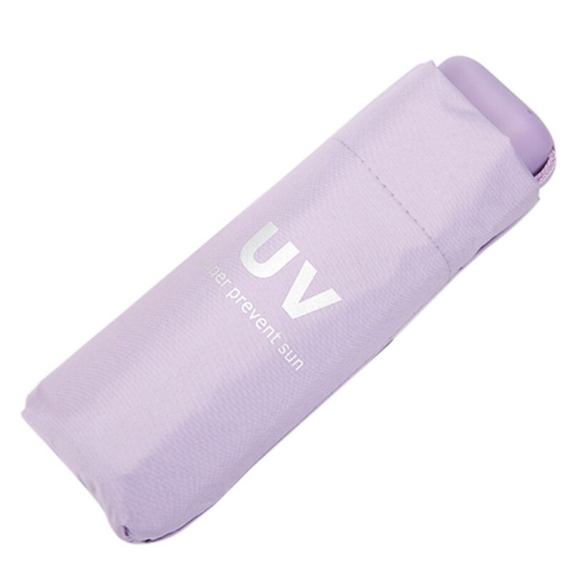 Sombrilla de vinilo para protegerse del sol upf, ligera y fresca, sombrilla de bolsillo plegable Cinco plegados para hombres y mujeres estudiantes #: Púrpura