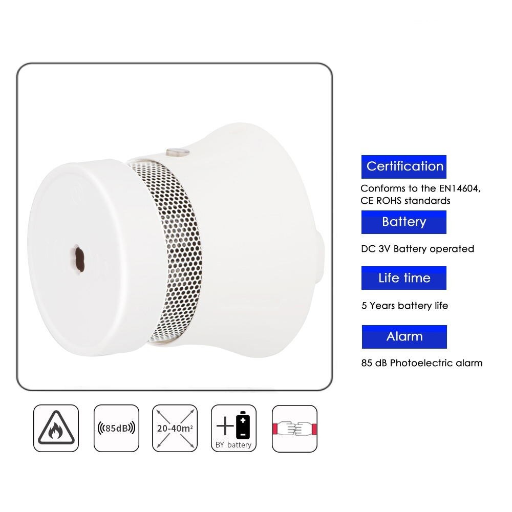 5pcs/Lot Smoke Detector Fire Detector Wireless Smoke Sensor Independent Photoelectric For Home Security Alarm Systems
