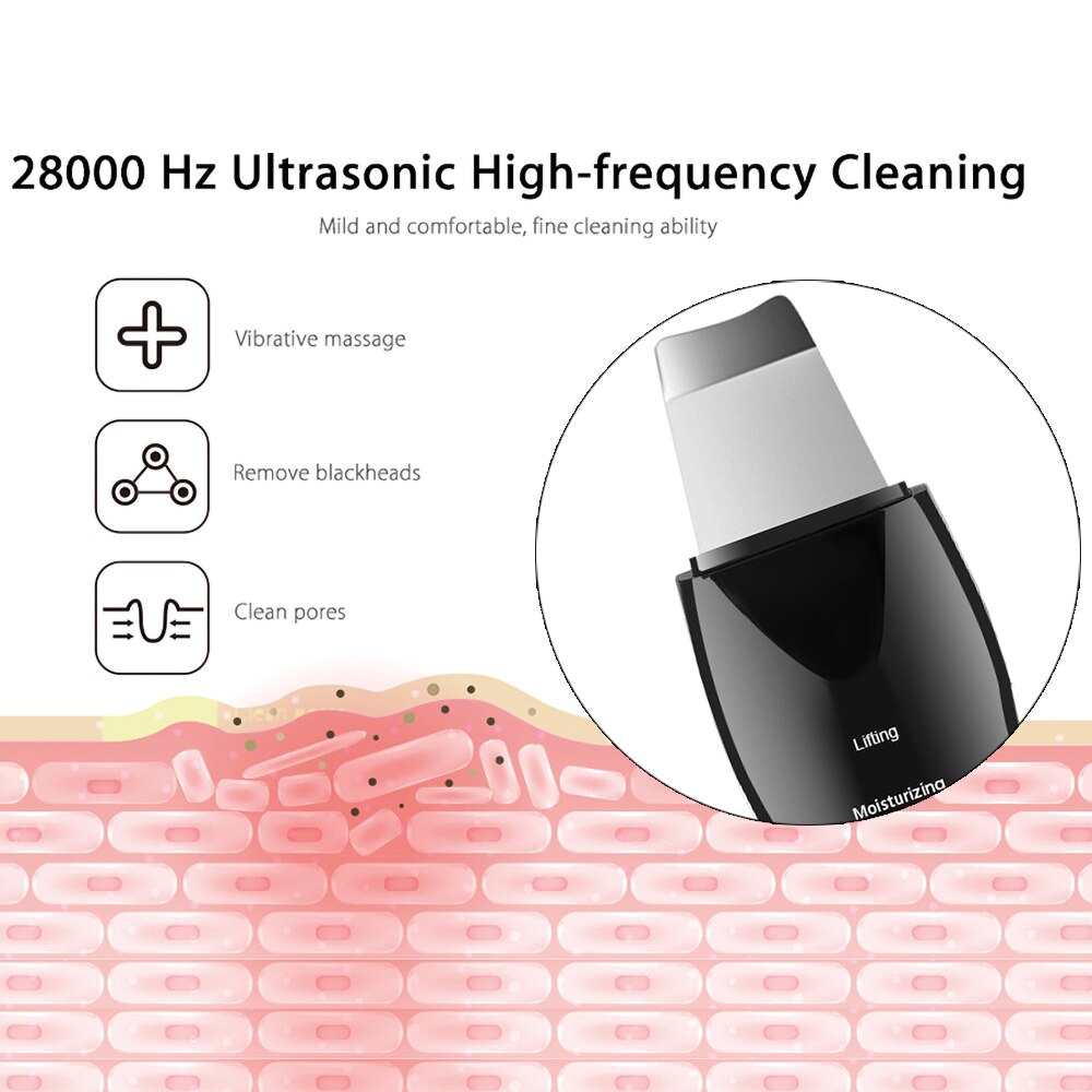 Facial Cleansing Skin Scrubber Deep Cleansing Facial Cavitation Peeling Cleansing Scraper to Remove Keratin Pore Cleaner