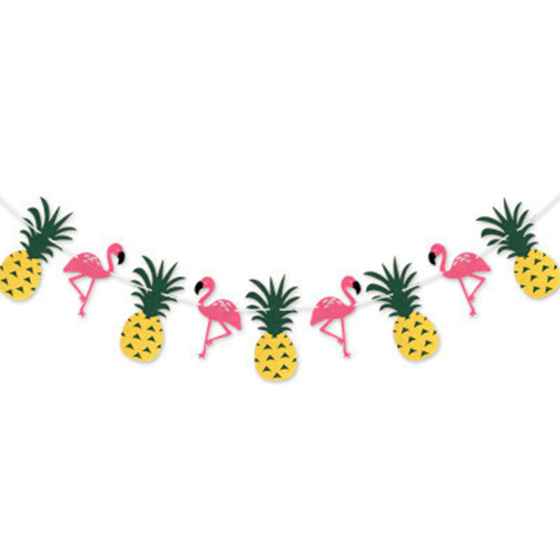 Hawaiian Tropical Party Decorations Pull Flower Bunting Pineapple Flamingo Happy Birthday Party Decor Banner Hawaii Pull Flag