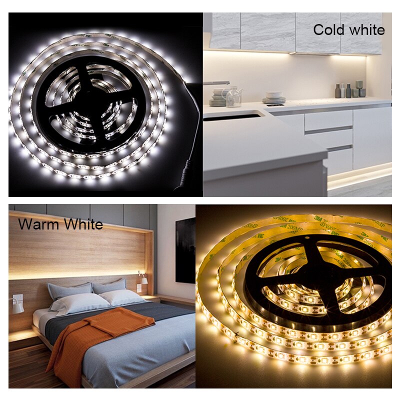LED Lights 2835 SMD Cabinet Kitchen LED Tape 1-5m Waterproof Strip Closet TV Decoration Lamp 5V USB Cable Charging