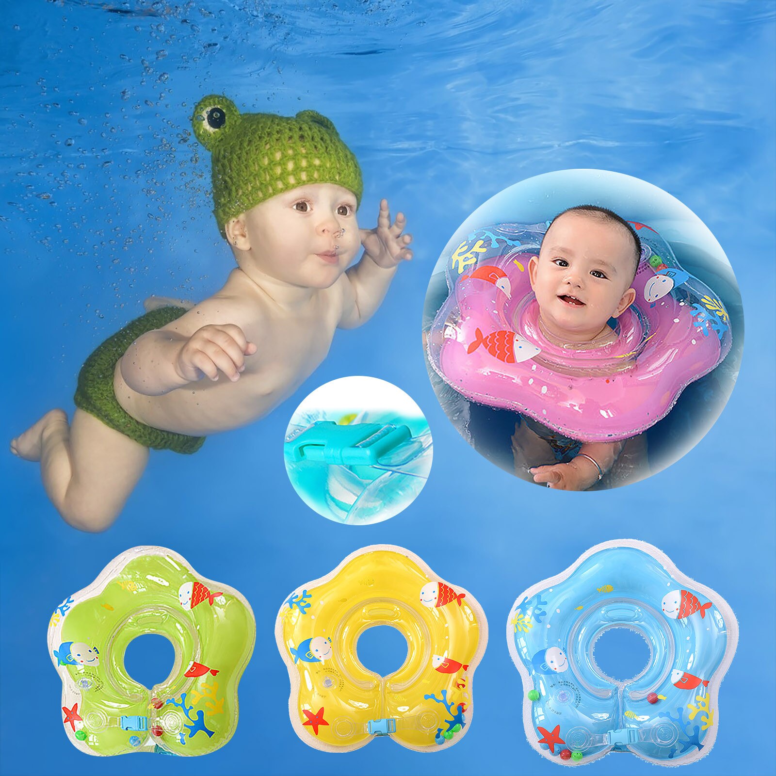 Zwemmen Baby Accessoires Hals Ring Buis Veiligheid Baby Float Zwemmen Cirkel Voor Baden Opblaasbare Dolfijn Opblaasbare Water Fe