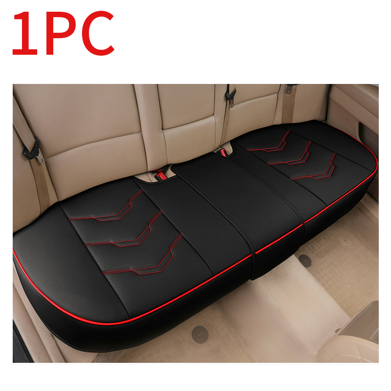 Vier Seizoenen Universele Autostoel Cover Set Pu Leer Ademend Zitkussen Protector Anti-Slip Past Voor 99% Auto auto Goederen: 1pc rear black red