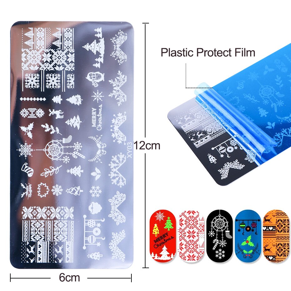 1 stk jule nail art stempling plater snøflak bokstaver blader negle stempel maler polish sjablonger manikyr trxy 01-08