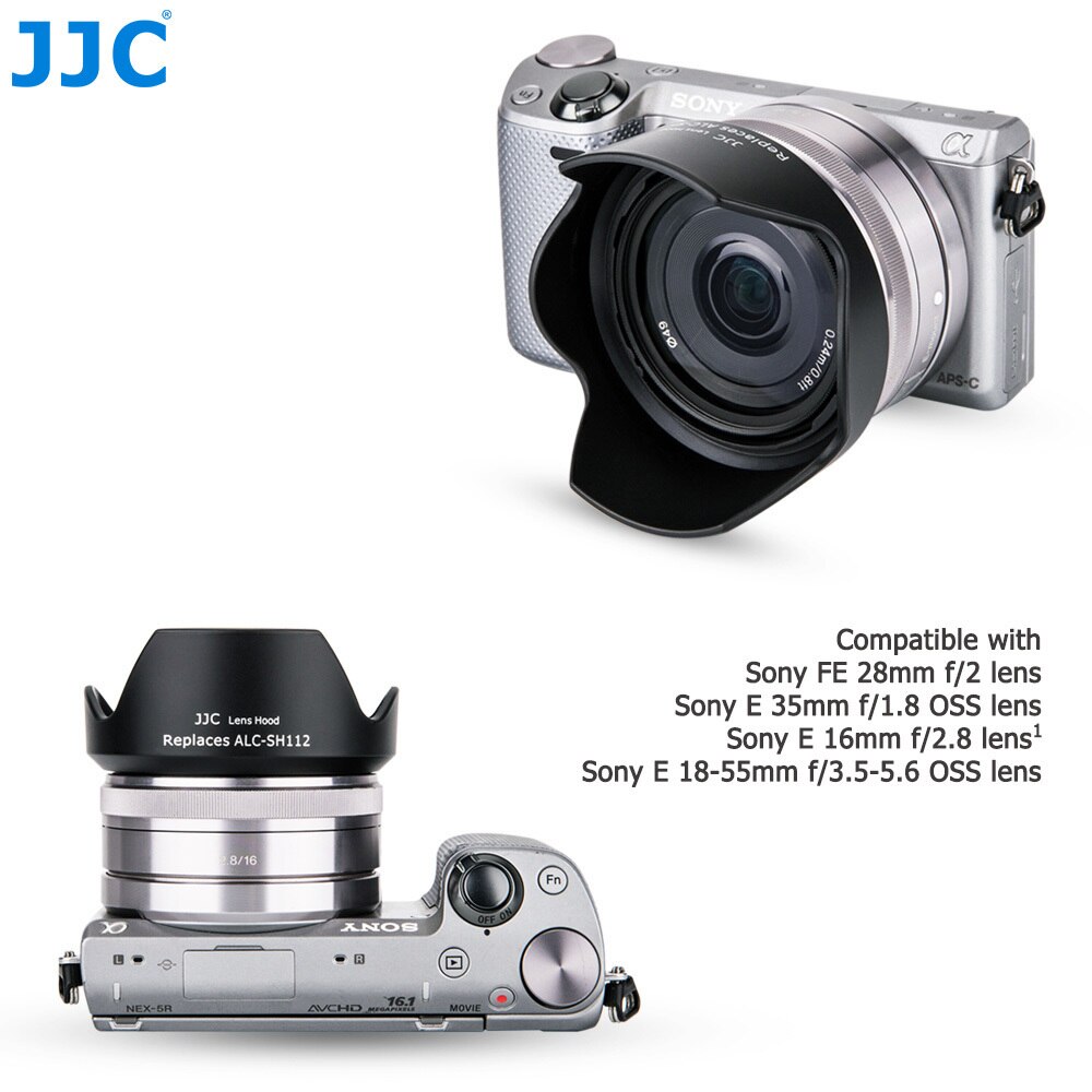 Pare-soleil à baïonnette jjc 49mm pour sony  e 18-55mm f/ /3.5-5.6 oss /e 16mm f/ /2.8 / e 35mm f/ /1.8 oss  /fe 28mm f //2 remplace alc -sh112