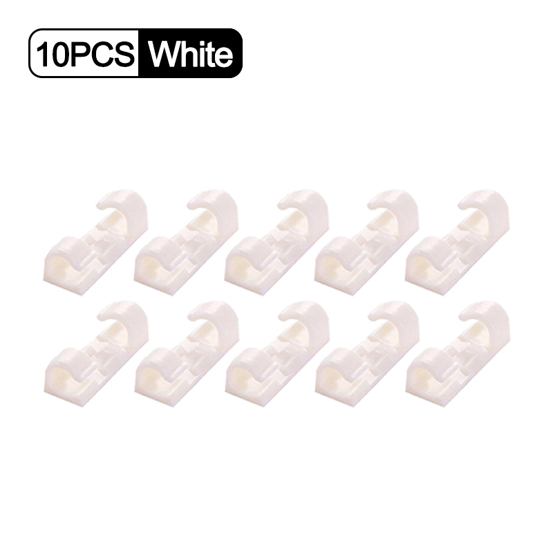 Universal Cable Organizer Clips Cable Management Desktop &amp; Workstation Wire Manager Cord Holder USB Charging Data Line Winder: A White