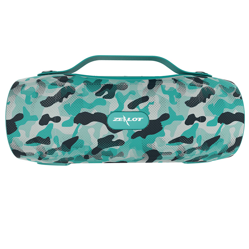 ZEALOT S29 Bluetooth Speakers Wireless Sound box For Computer Column Stereo Subwoofer With Power Bank+Flashlight Outdoor Boombox: green camouflage