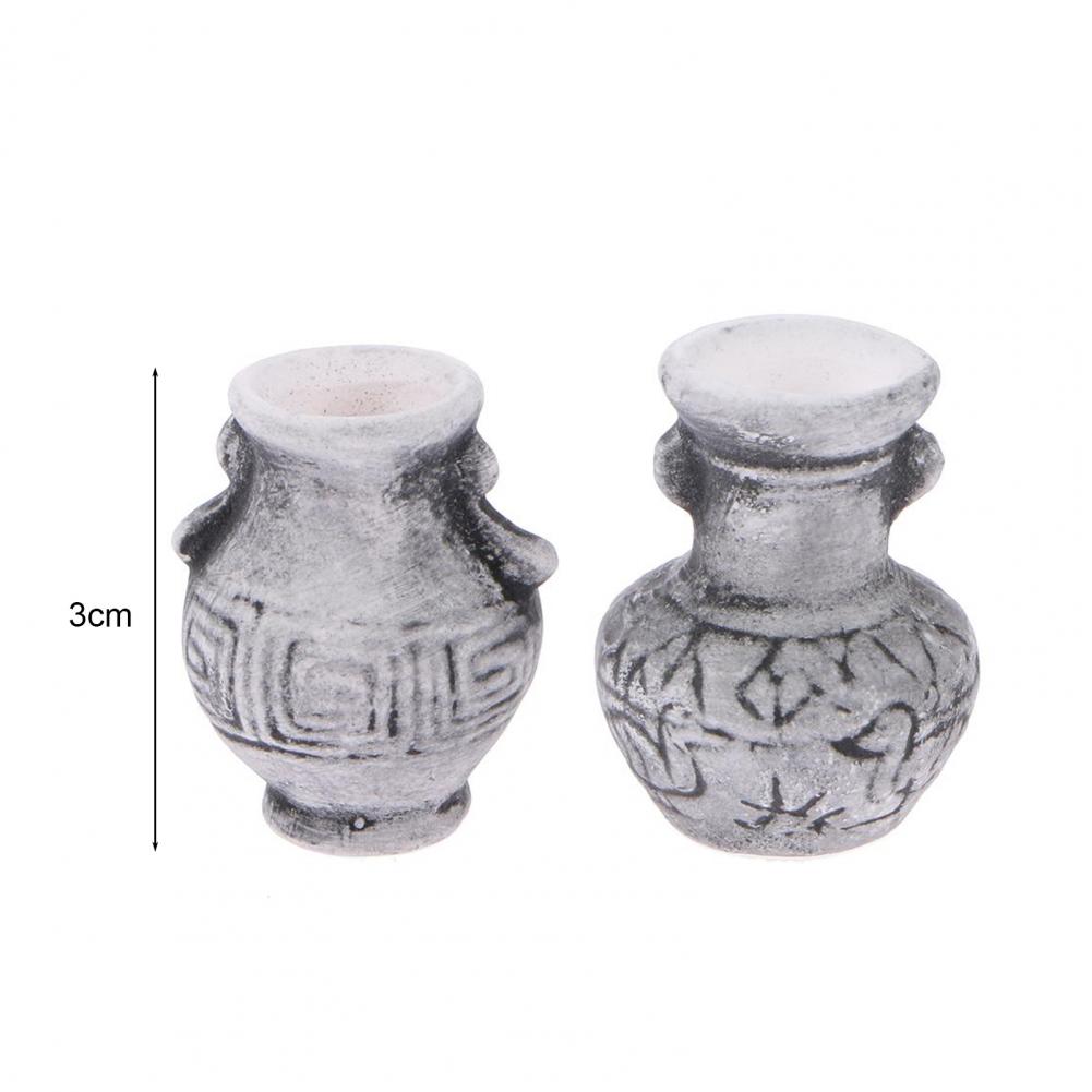 4Pcs Poppenhuis Vaas Miniatuur Handgemaakte Landschap Accessoire Keramische 1/12 Schaal Simulatie Poppenhuis Vaas Voor Tuin Scène