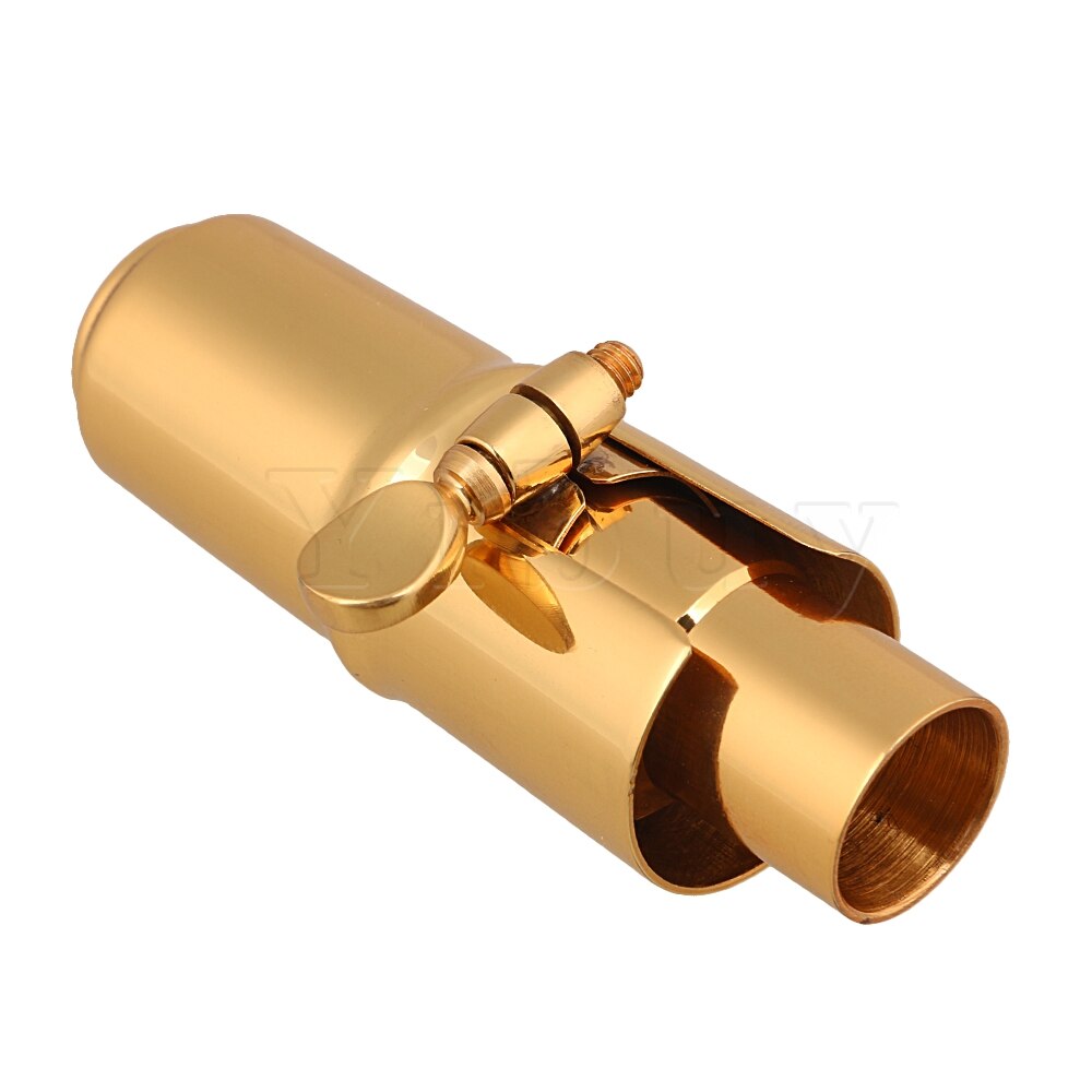 Yibuy 7#  bb sopraansaxofoon mondstuk met dop vierkante ligatuur verguld
