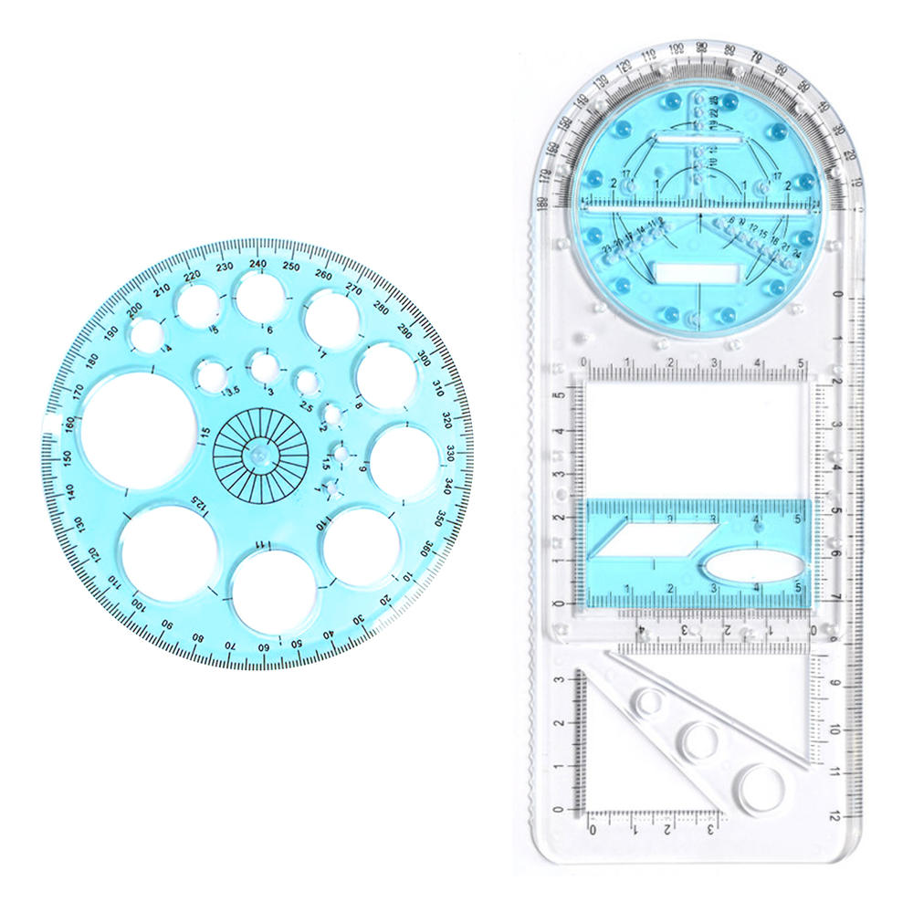 Multifunctional Geometric Ruler Drawing Ruler Drawing Template Measuring Tool Plastic Draft Rulers for School Office Supplies: primary