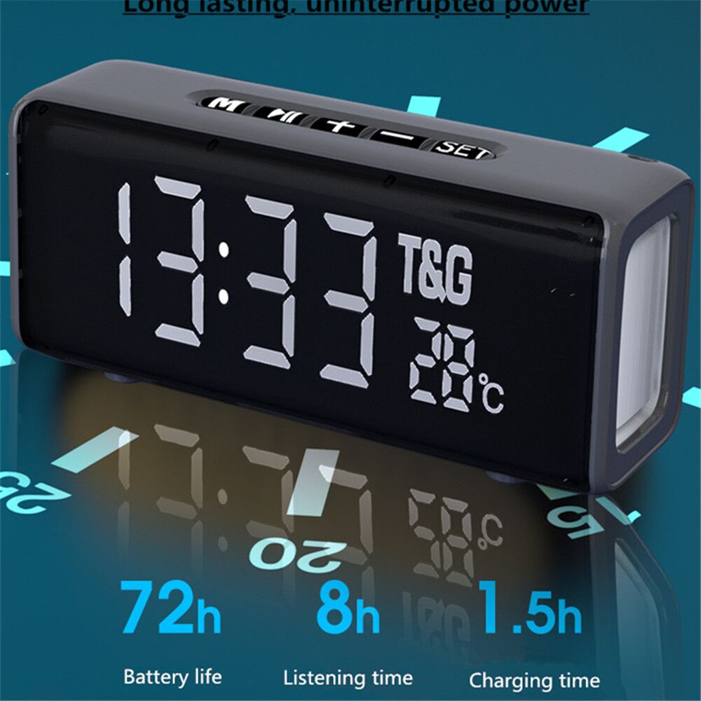 TWS Bluetooth Speaker HI-FI Portable Column Wireless Bluetooth Column Clock Alarm Speakers Music Center Sound Box TF Radio Udisk