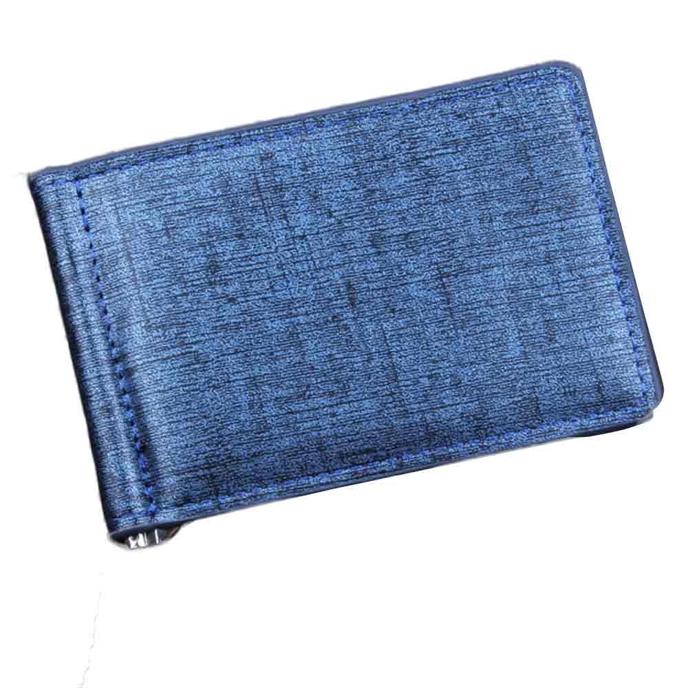 Portefeuille pour homme En Cuir Couleur Unie Mince Portefeuilles Homme Bleu à deux volets court Porte-Cartes De Crédit Porte-Monnaie D'affaires Sac À Main Mâle # LR2