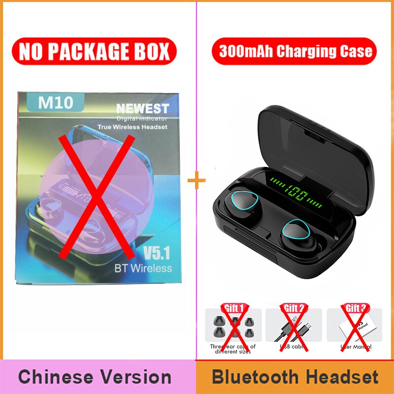 3500mAh TWS Wireless Headphones Bluetooth V5.1 Earphones Sports Earbuds HIFI Stereo Waterproof Touch Control LED Display Headset: Black low