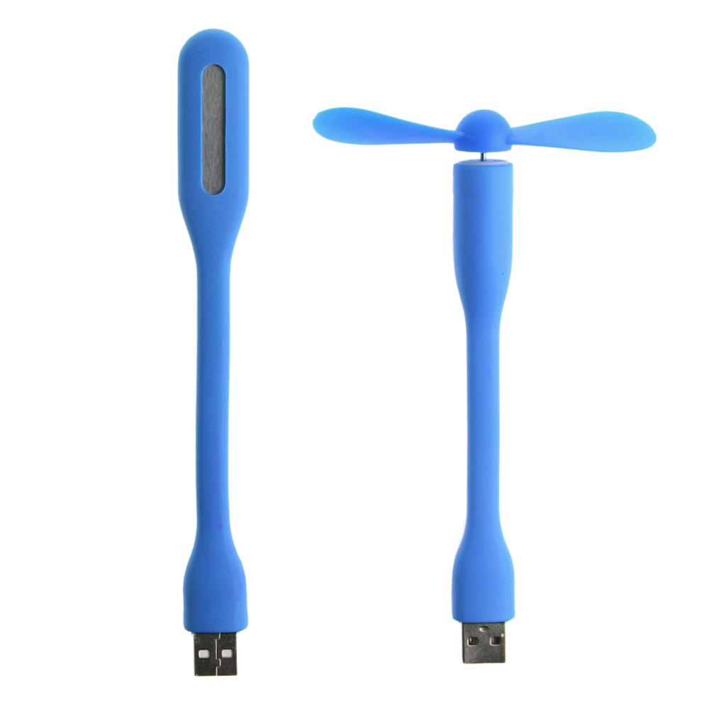Flexible USB Fan Portable Mini Fan and LED Light Lamp For Xiaomi Power Bank & Notebook & Computer MacBook Laptop Summer Gadget: Blue