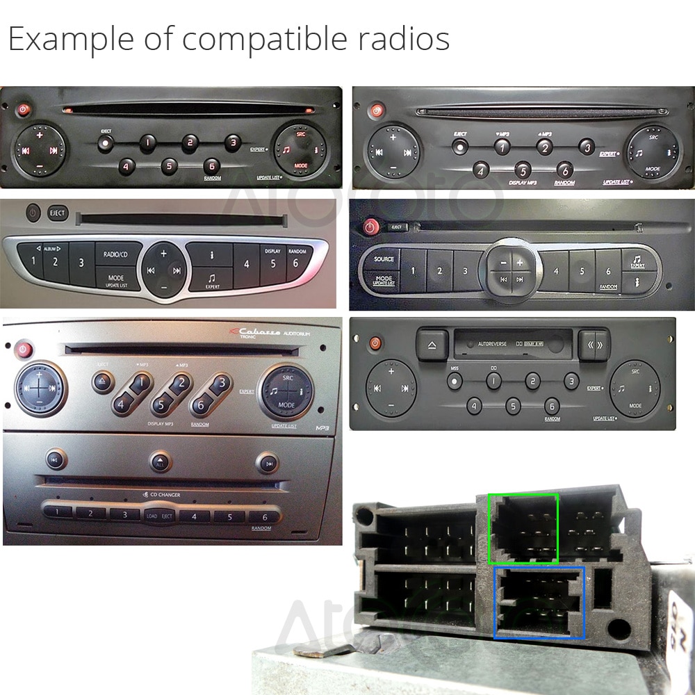 Bluetooth Car Kit Phone Call Handsfree 8 + 6 Pin MINI ISO Plug Cable Adapter for Renault Updatelist Radio Stereo with AUX in