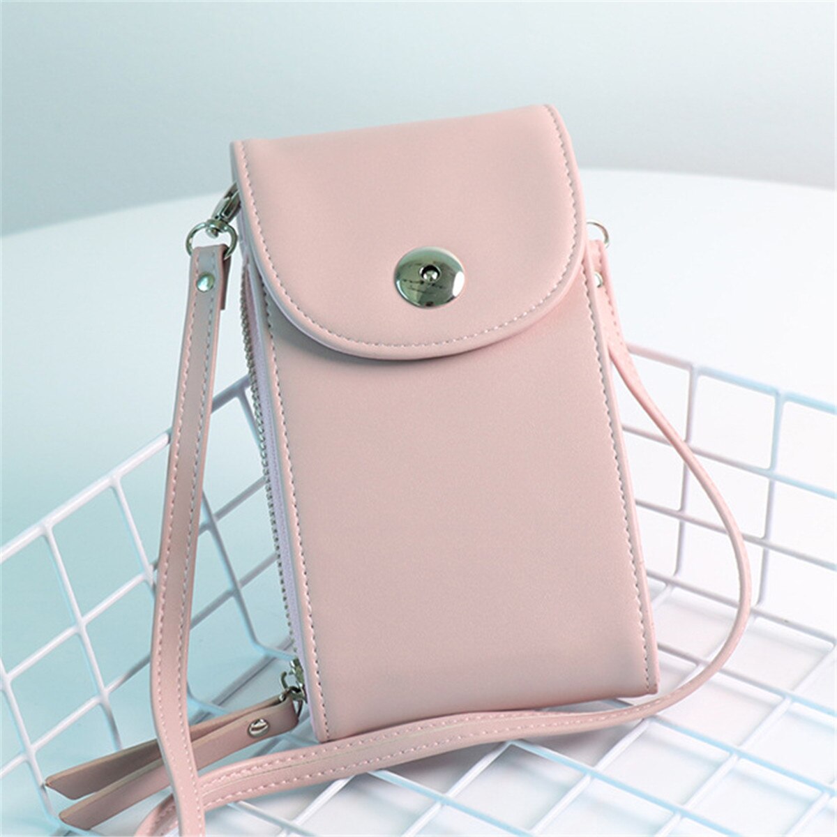 Osmond Frauen Handtaschen Koreanische Mini Tasche praktisch Taschen Einfache Kleine Umhängetaschen lässig Damen Klappe Schulter Tasche сумка женская: rosa