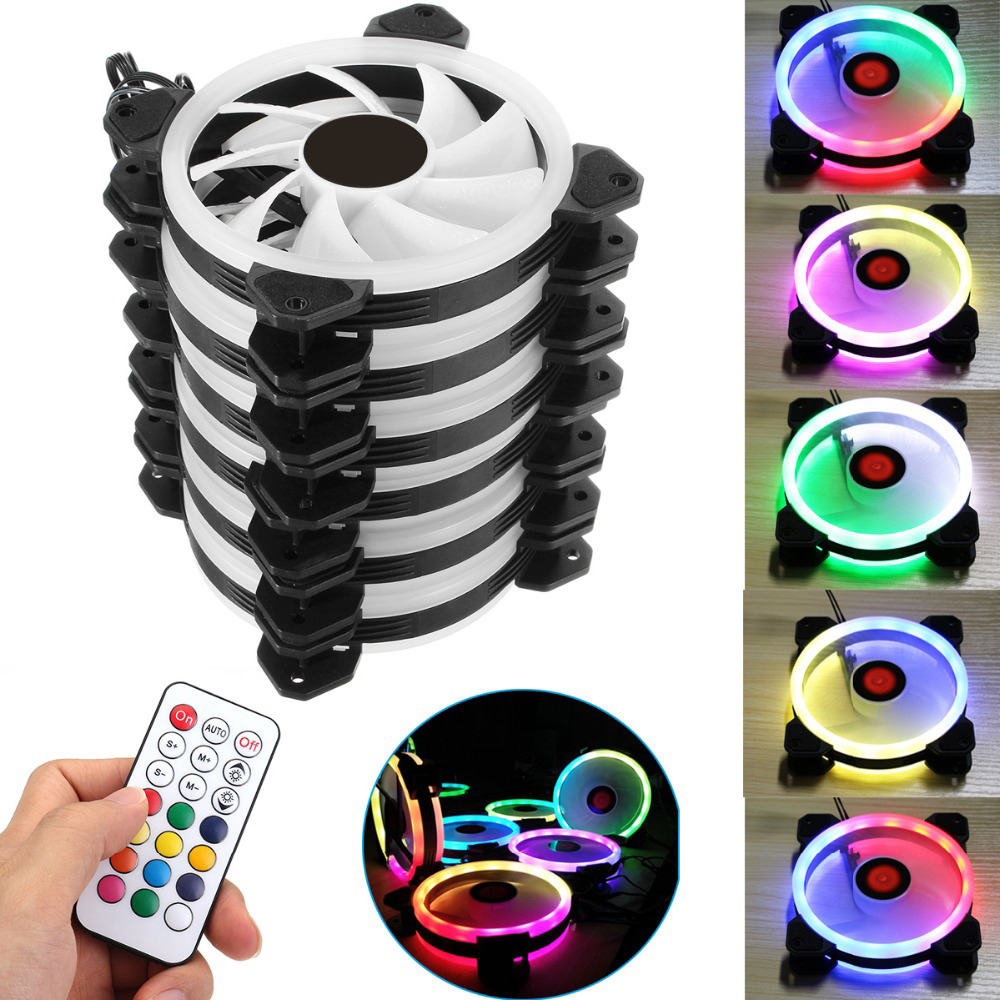 Computer Case PC Cooling Fan RGB Adjust LED 120mm Quiet + IR Remote Computer Cooler Cooling RGB Case Fan For CPU