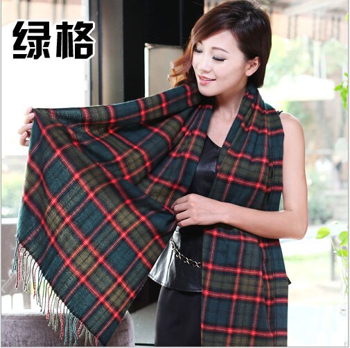 RUNMEIFA Luxury Brand Wool Winter Warm Women Scarf Plaid Thick Blanket Shawls and Wraps Scarves for Women: 5